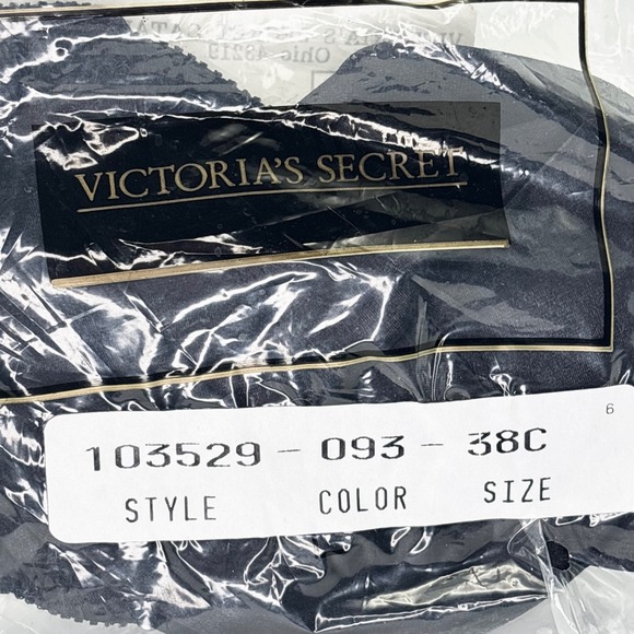 Victoria's Secret Other - Vintage 90s Victoria's Secret Taylor Stretch Satin Bra Black 38C NOS Sealed 1996
